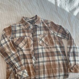 Women’s Flannel Shirt in Brown and White